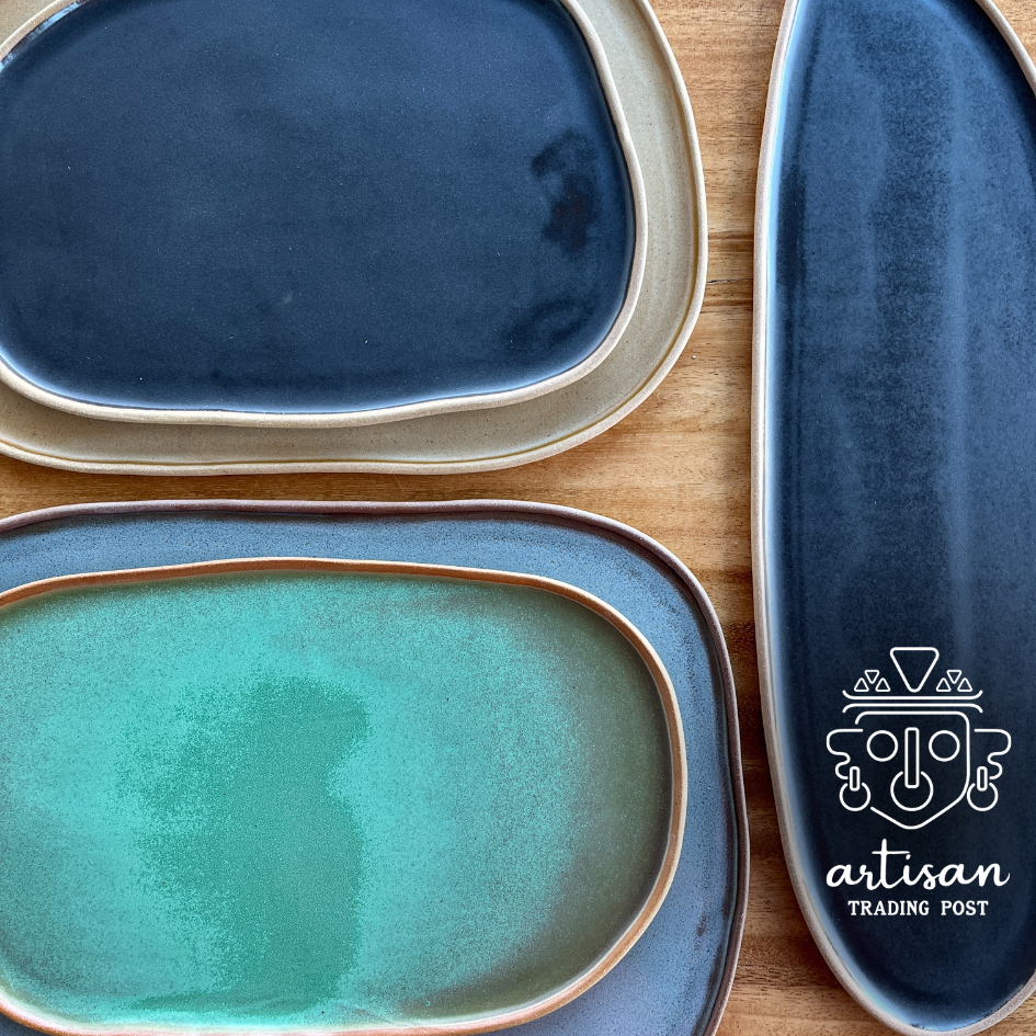 Ceramic Lake Platter Large | Blue Mist