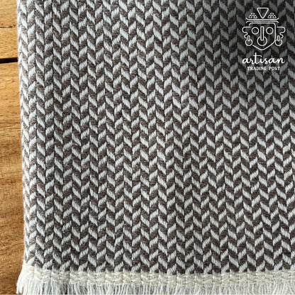 Cashmere Wool Blanket | Shale Herringbone