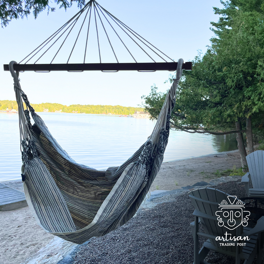 Chaise hamac Kangourou | Naturel avec rayures ton terre