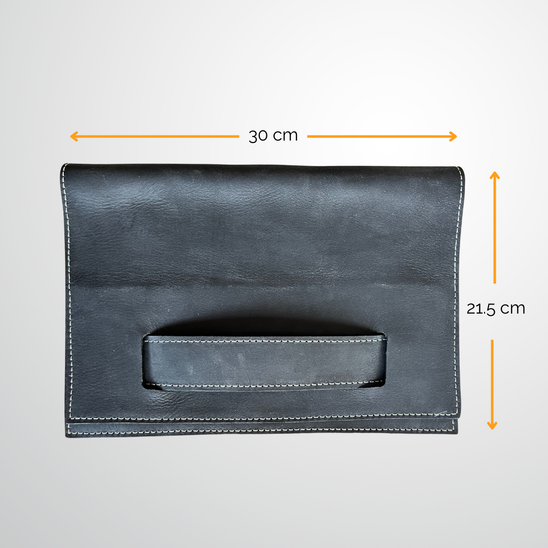 Small Leather Tablet Portfolio | Midnight Black