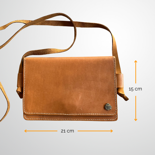 Leather Crossbody Envelope Purse | Honey Brown