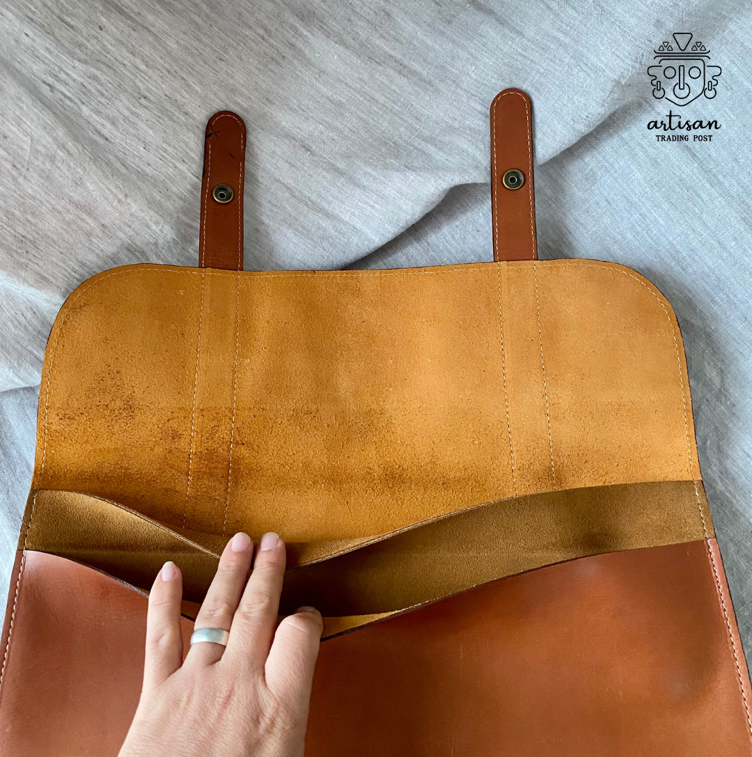 Large Leather Tablet Portfolio | Honey Brown