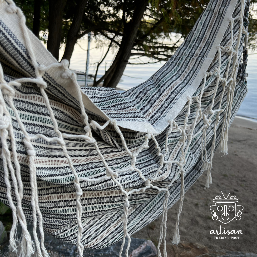 Chaise hamac Kangourou | Naturel avec rayures ton terre