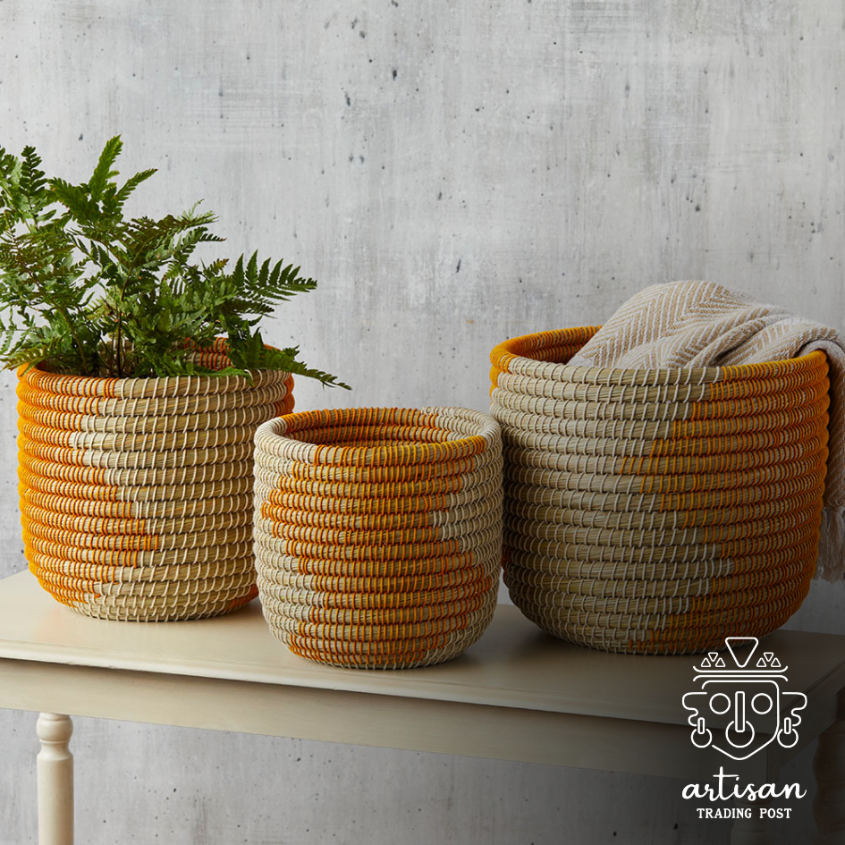 Panier Sunshine Medium | Panier en herbe Kaisa fabriqué à la main
