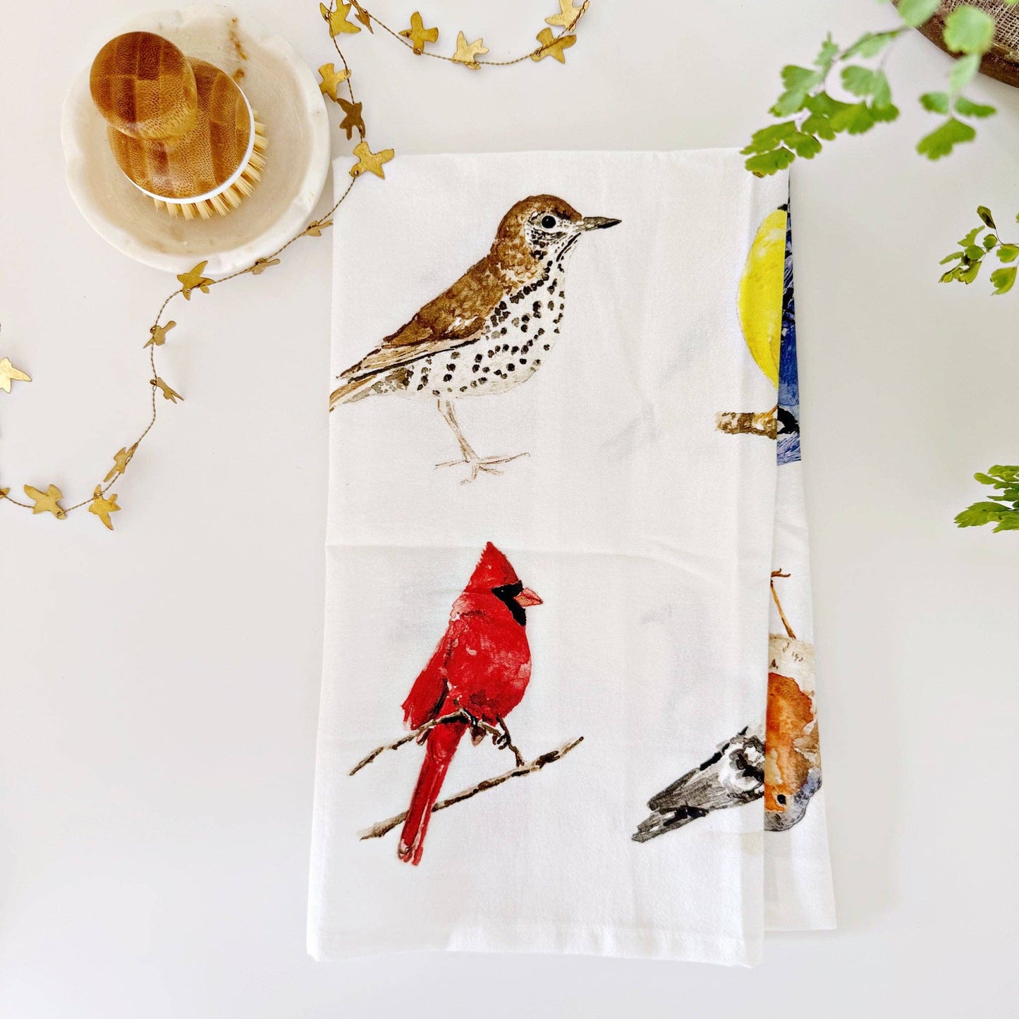 Birds Watercolour Print Tea Towel