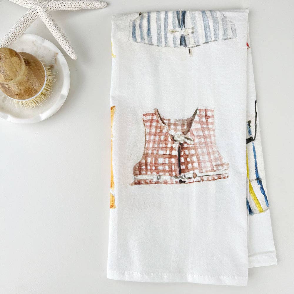 Life Jackets Watercolour Print Tea Towel