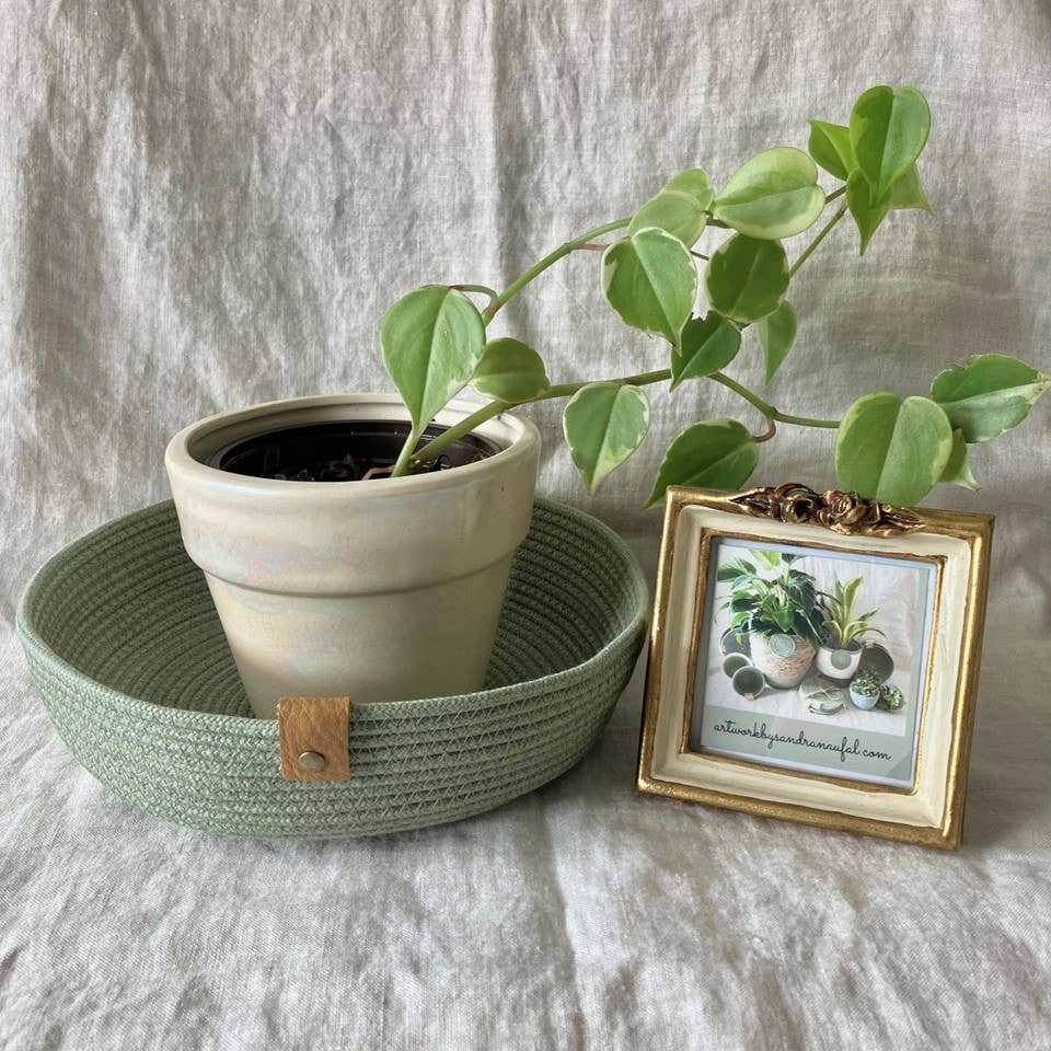 Plateau en corde | Vert sauge
