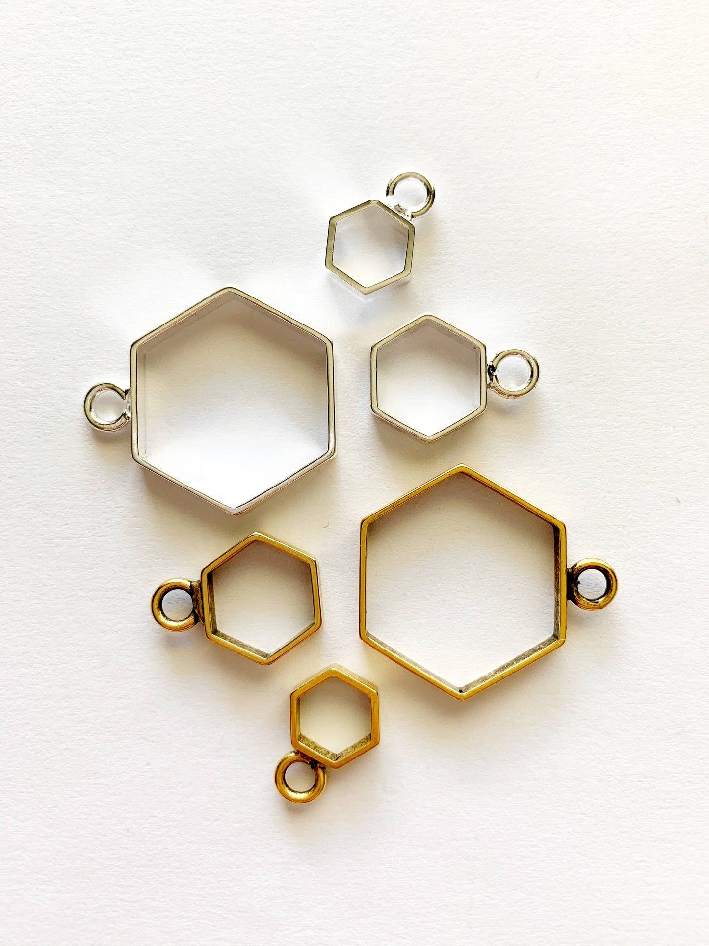 Hexagon Necklace | Large Gold Asparagus Fern