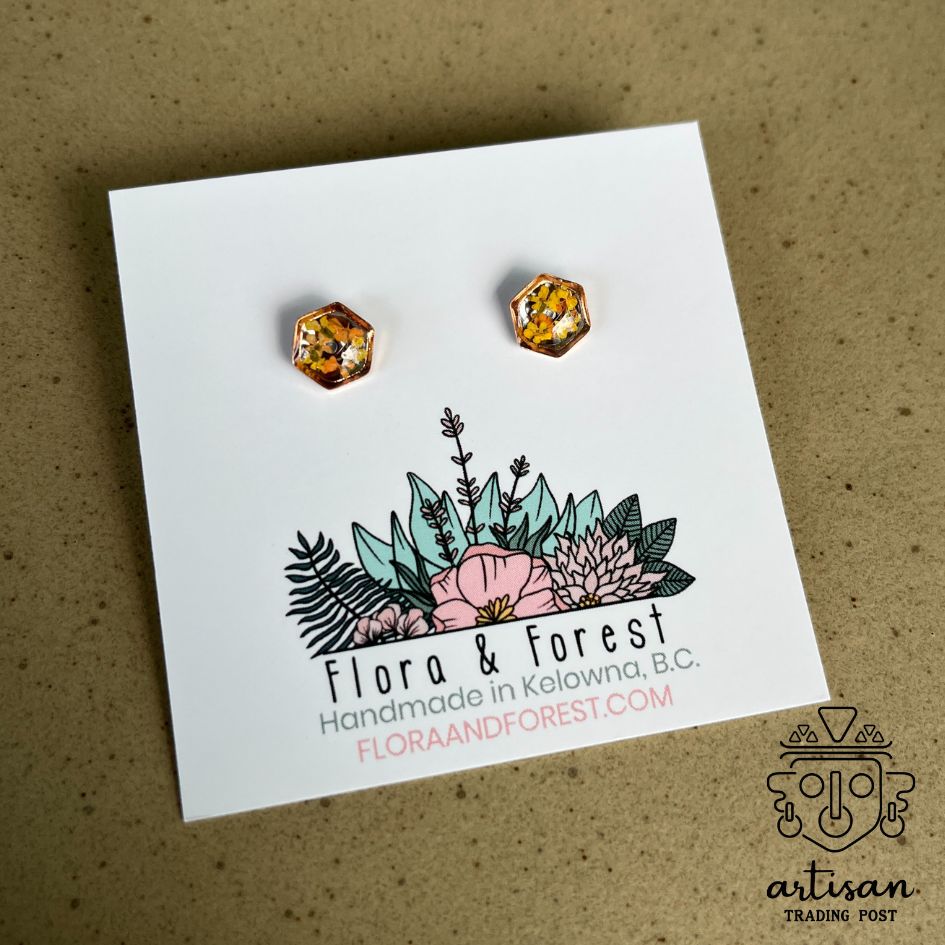 Clous d'oreilles hexagonaux | Rose Gold Sunshine