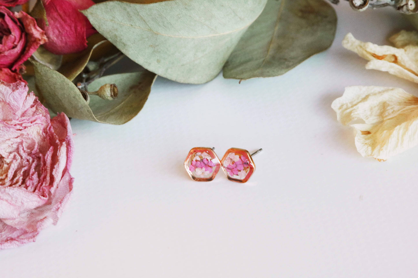 Clous d'oreilles hexagonaux | Silver Nature