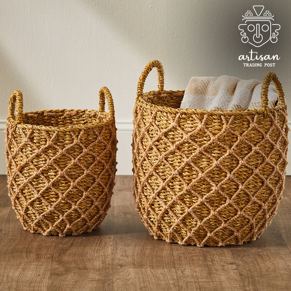 Panier de hangar à bateaux extra large | Panier en jute et hogla fabriqué à la main