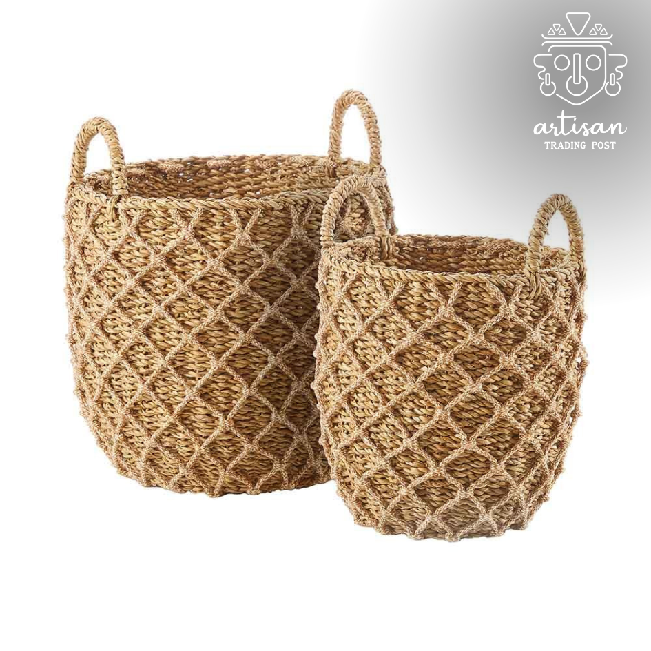 Panier de hangar à bateaux extra large | Panier en jute et hogla fabriqué à la main