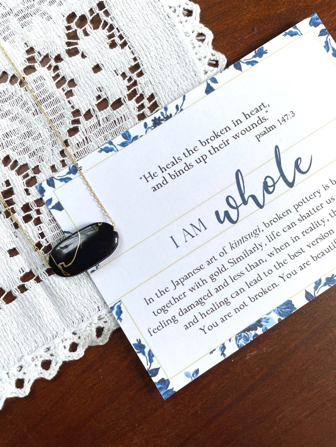 Collier "Je suis entier" inspiré du Kintsugi | Ovale noir