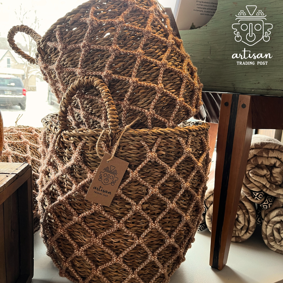Panier de hangar à bateaux extra large | Panier en jute et hogla fabriqué à la main