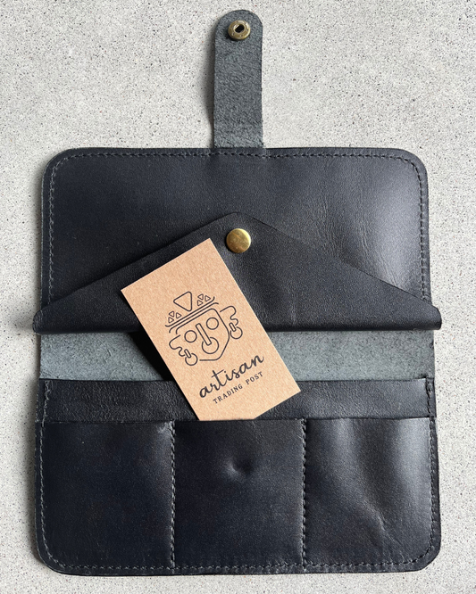 Leather Clutch Wallet | Midnight Black