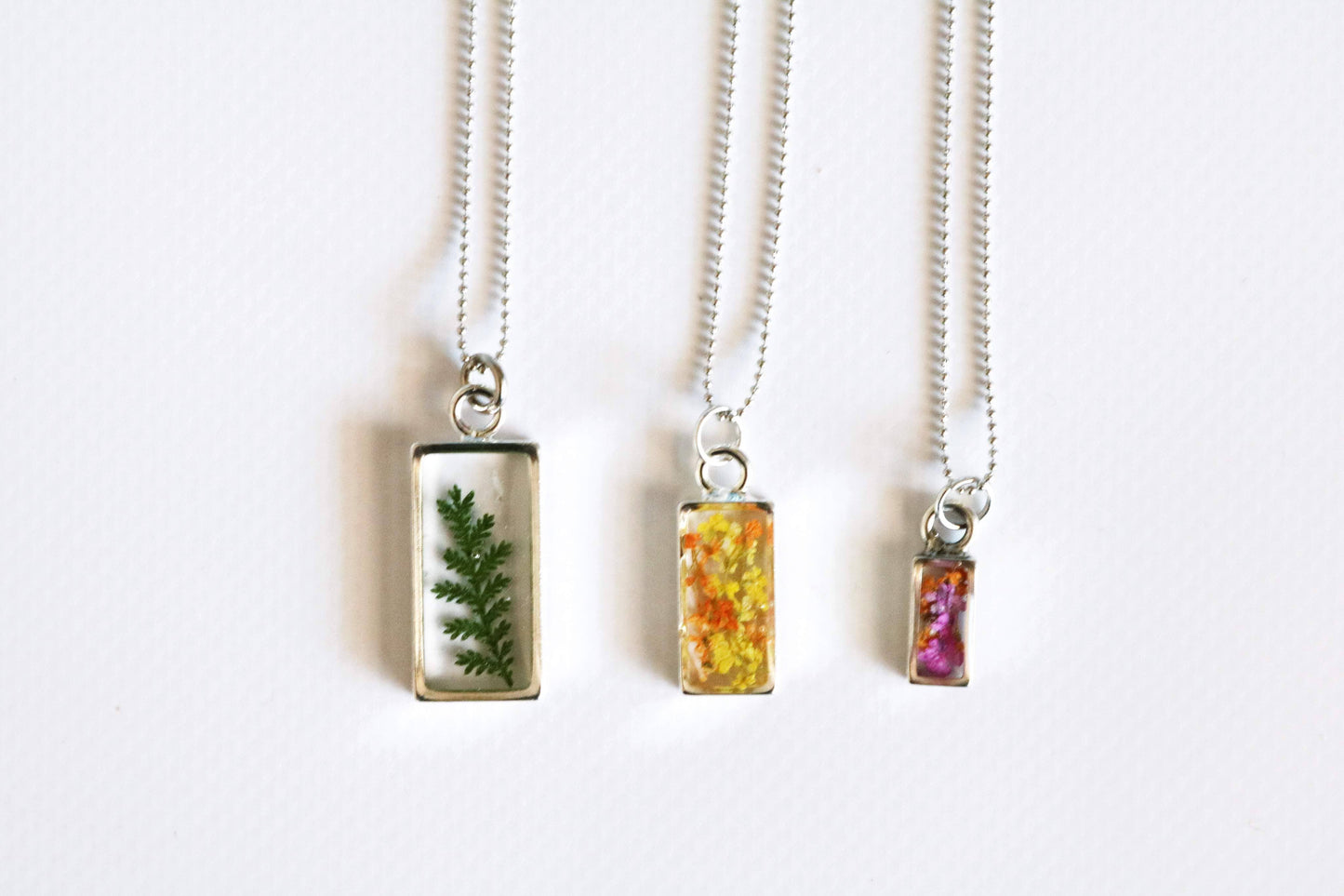Rectangle Necklace | Large Gold Lace Fern