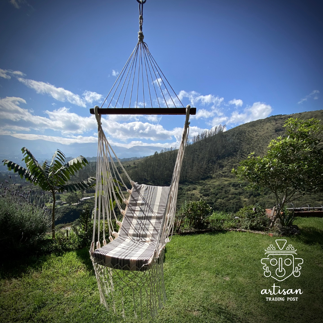 Chaise hamac rembourrée | Naturelle avec rayures noires