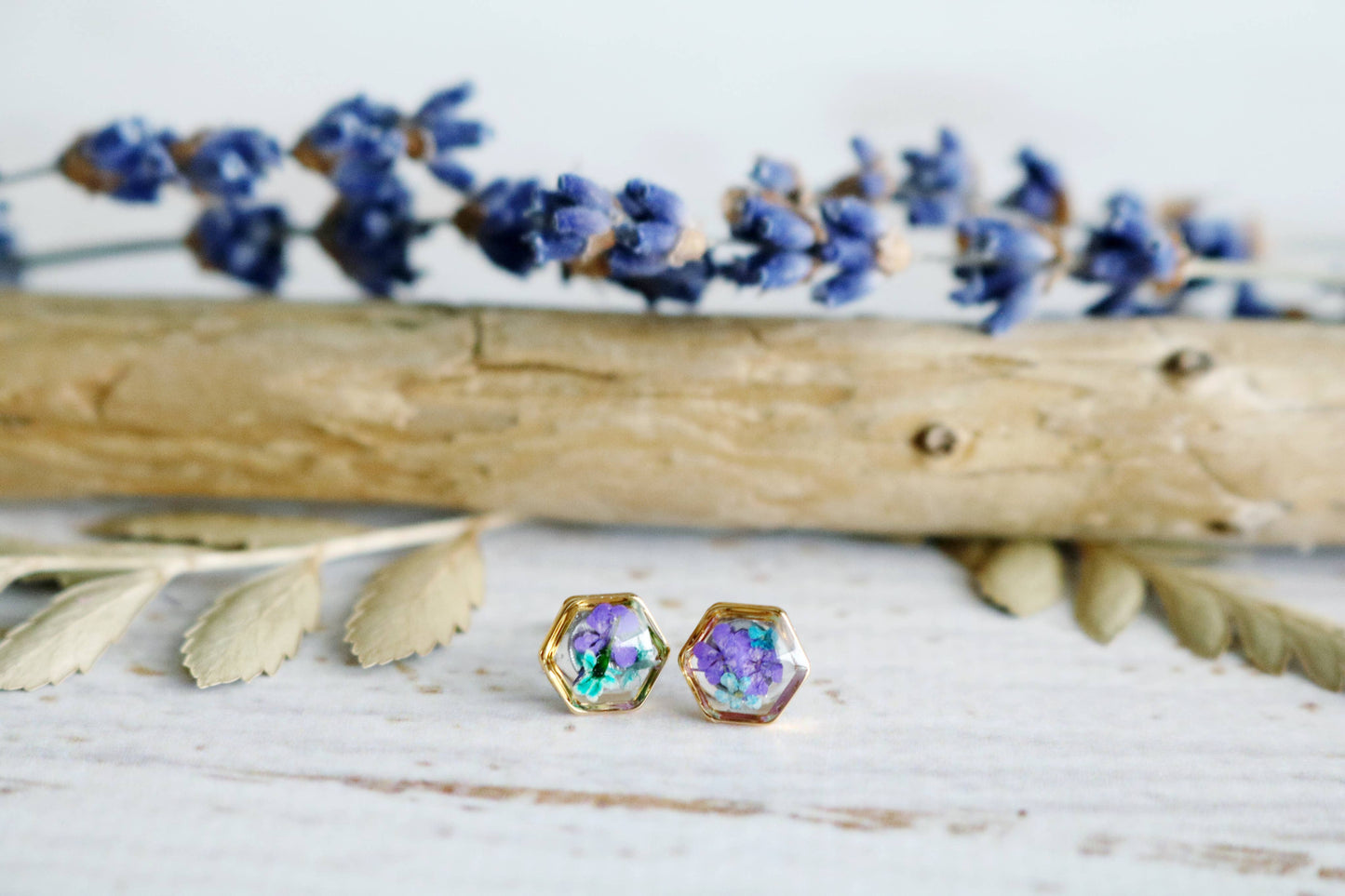 Clous d'oreilles hexagonaux | Silver Nature