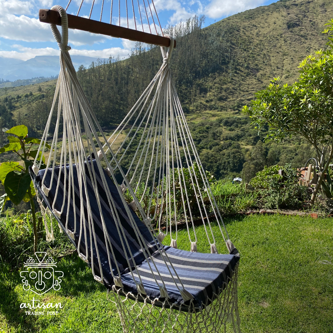 Chaise hamac rembourrée | Bleu marine à rayures