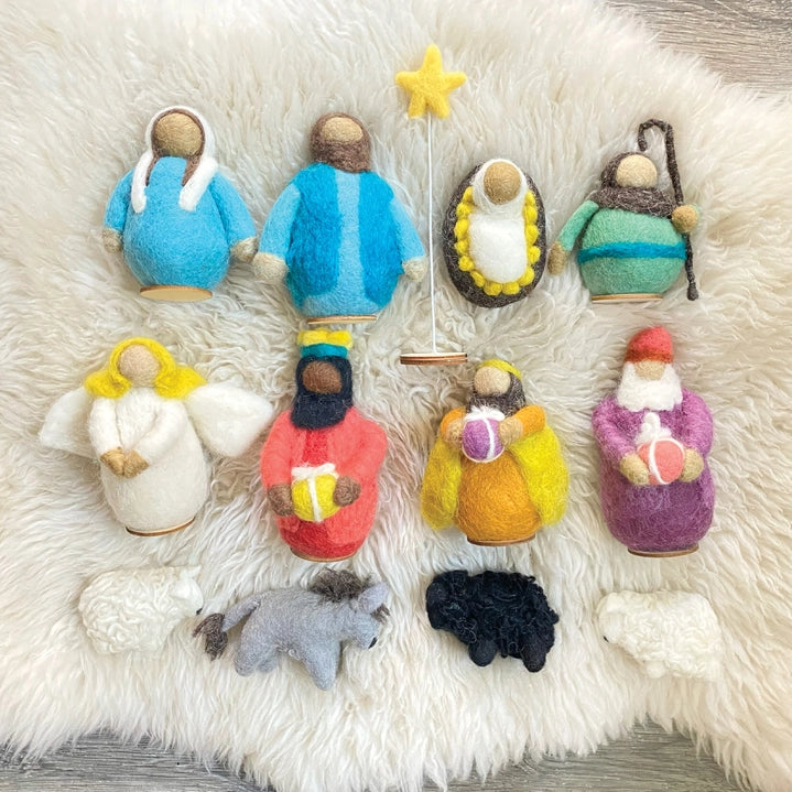 Classic Nativity Display | 12-piece hand-felted wool set
