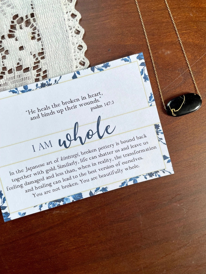 Collier "Je suis entier" inspiré du Kintsugi | Ovale noir