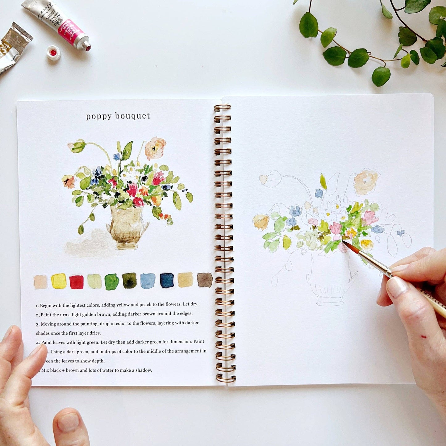Bouquets Watercolour Paint Workbook by Emily Lex