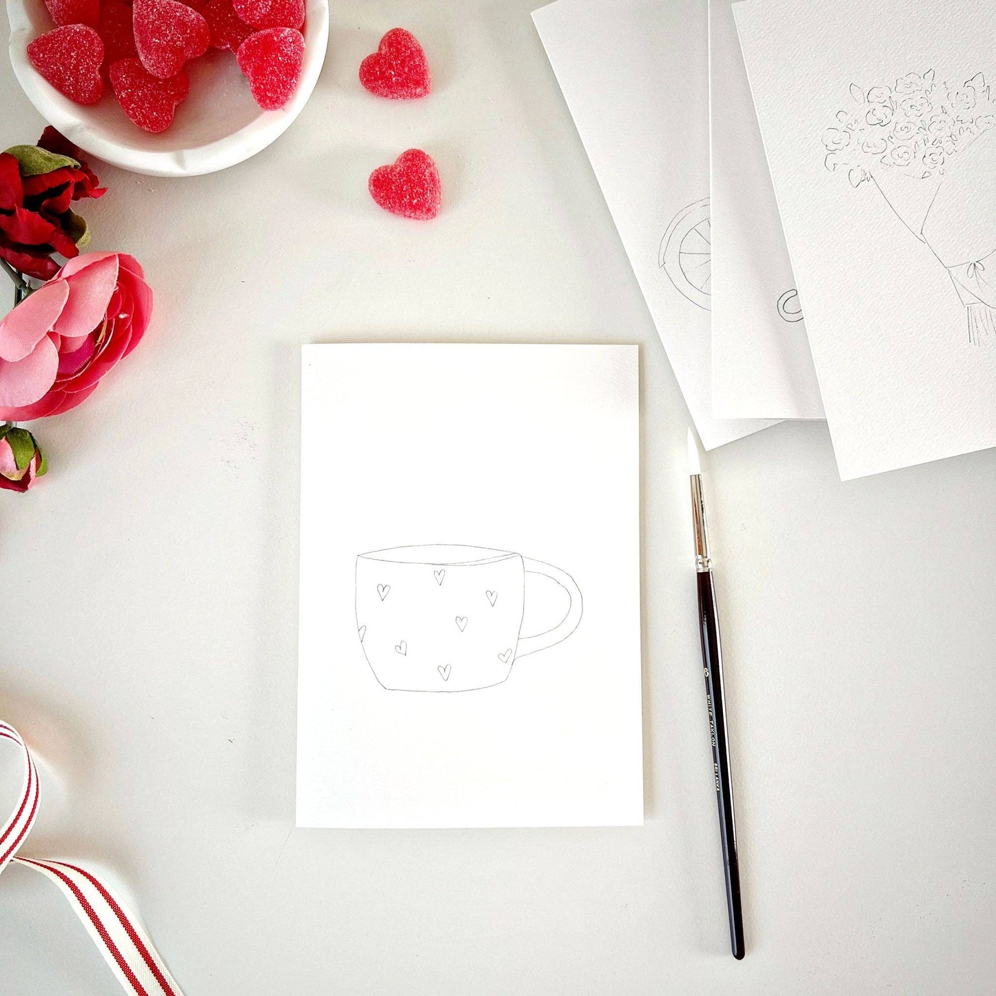 Love sweet love | Paintable Notecards