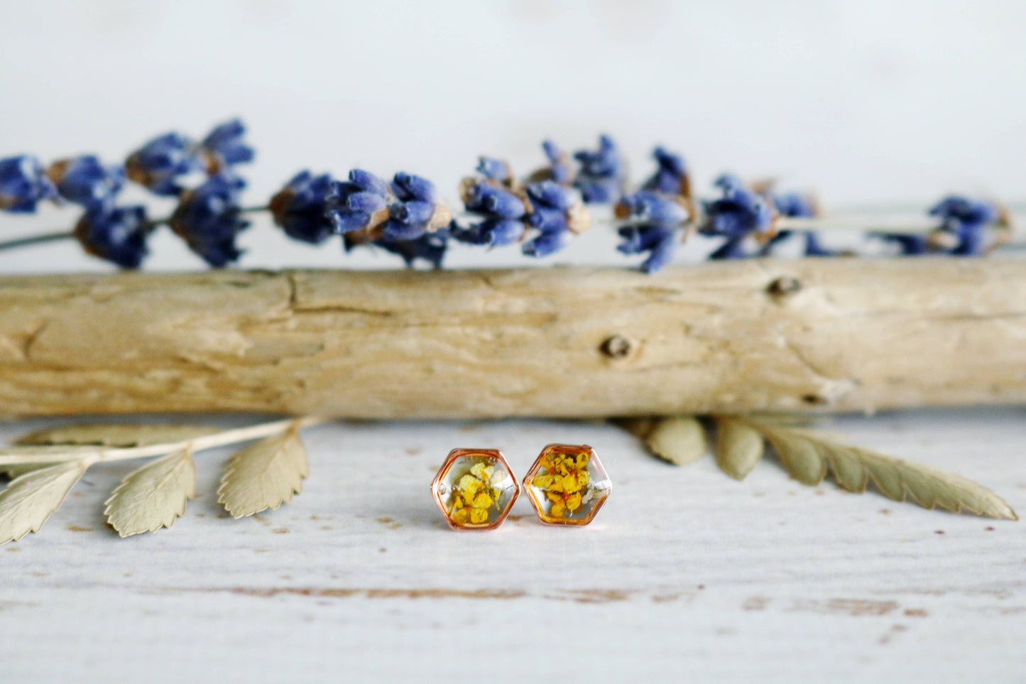 Clous d'oreilles hexagonaux | Silver Nature