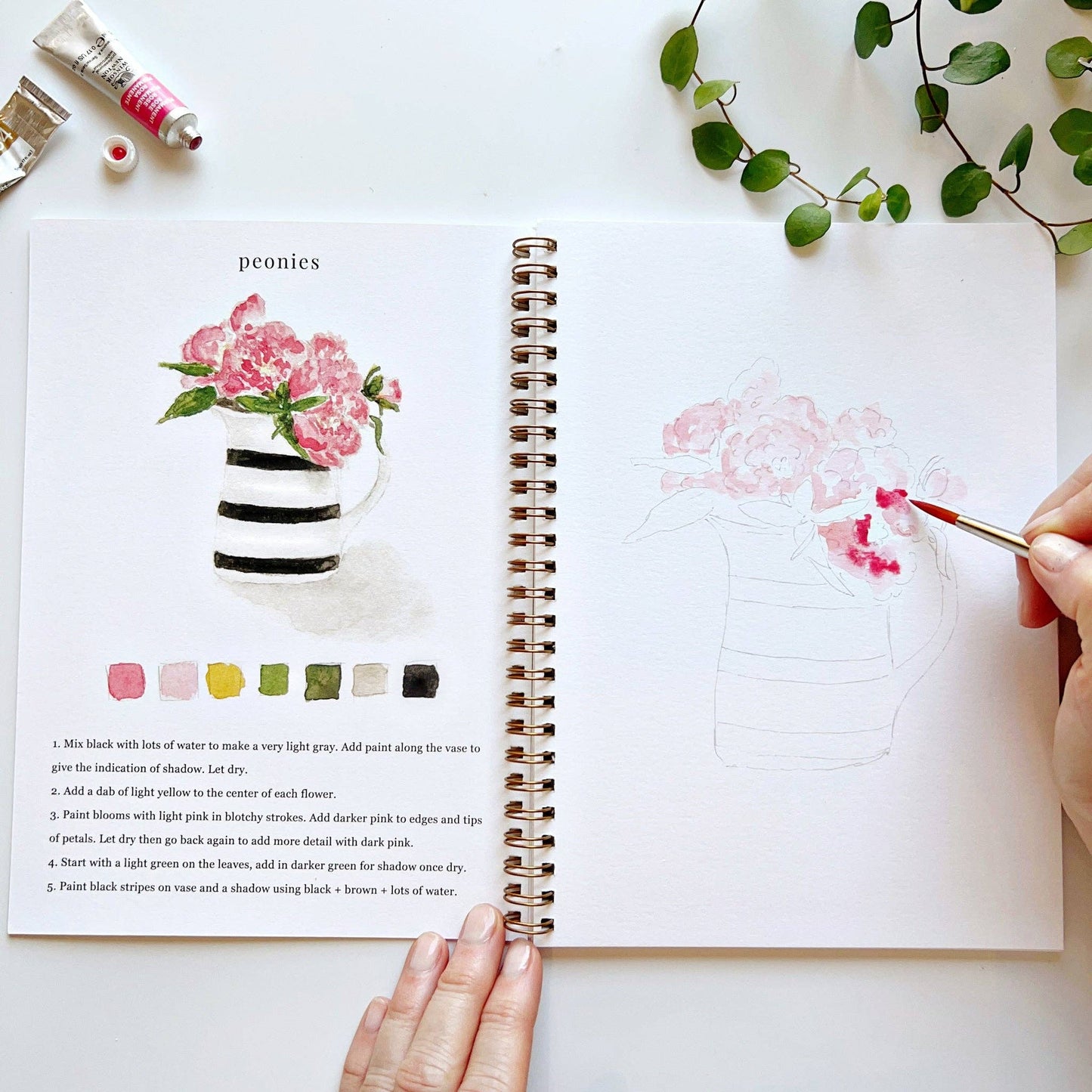 Bouquets Watercolour Paint Workbook by Emily Lex
