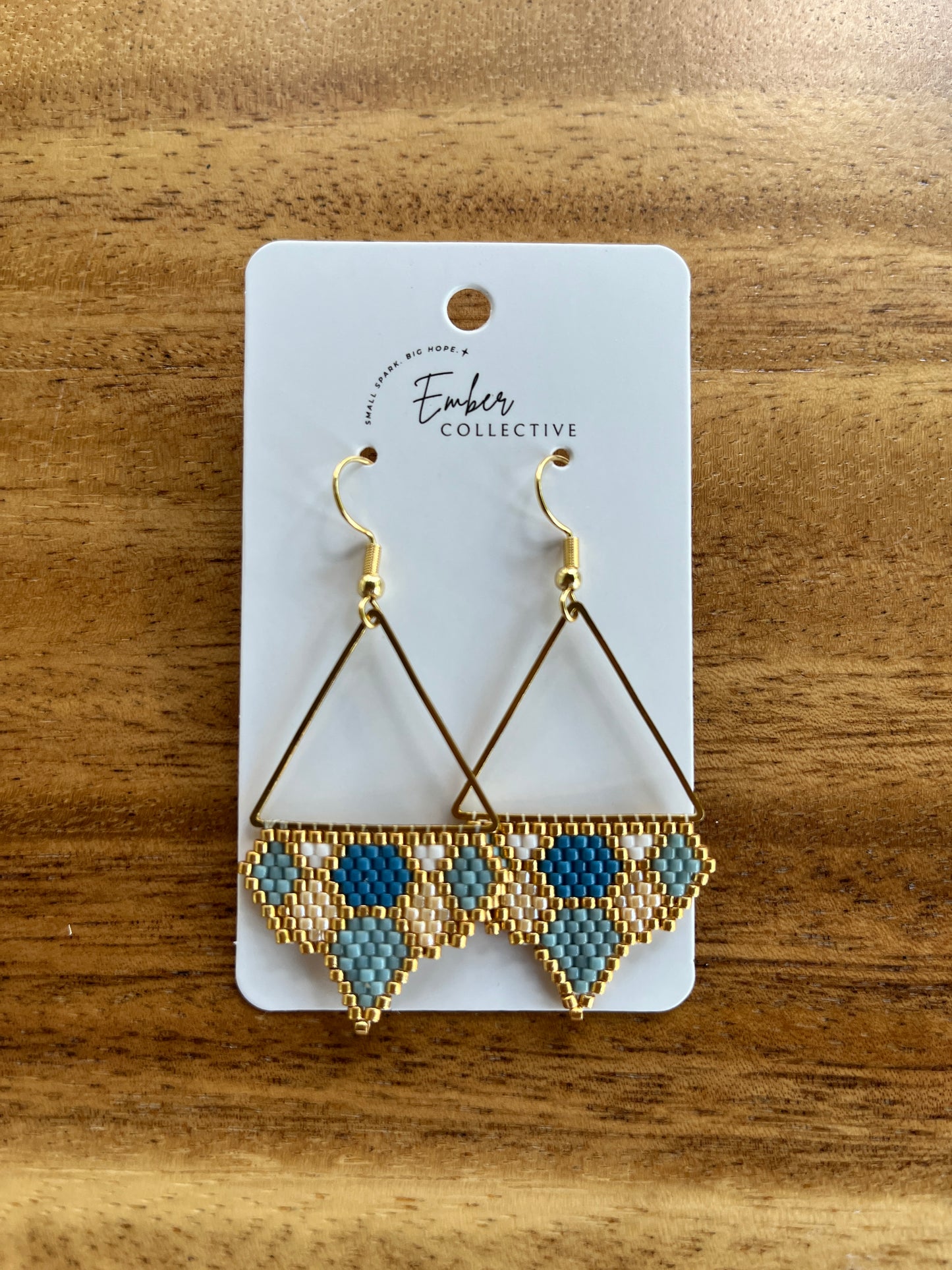 Hand-Beaded Triangle Earrings
