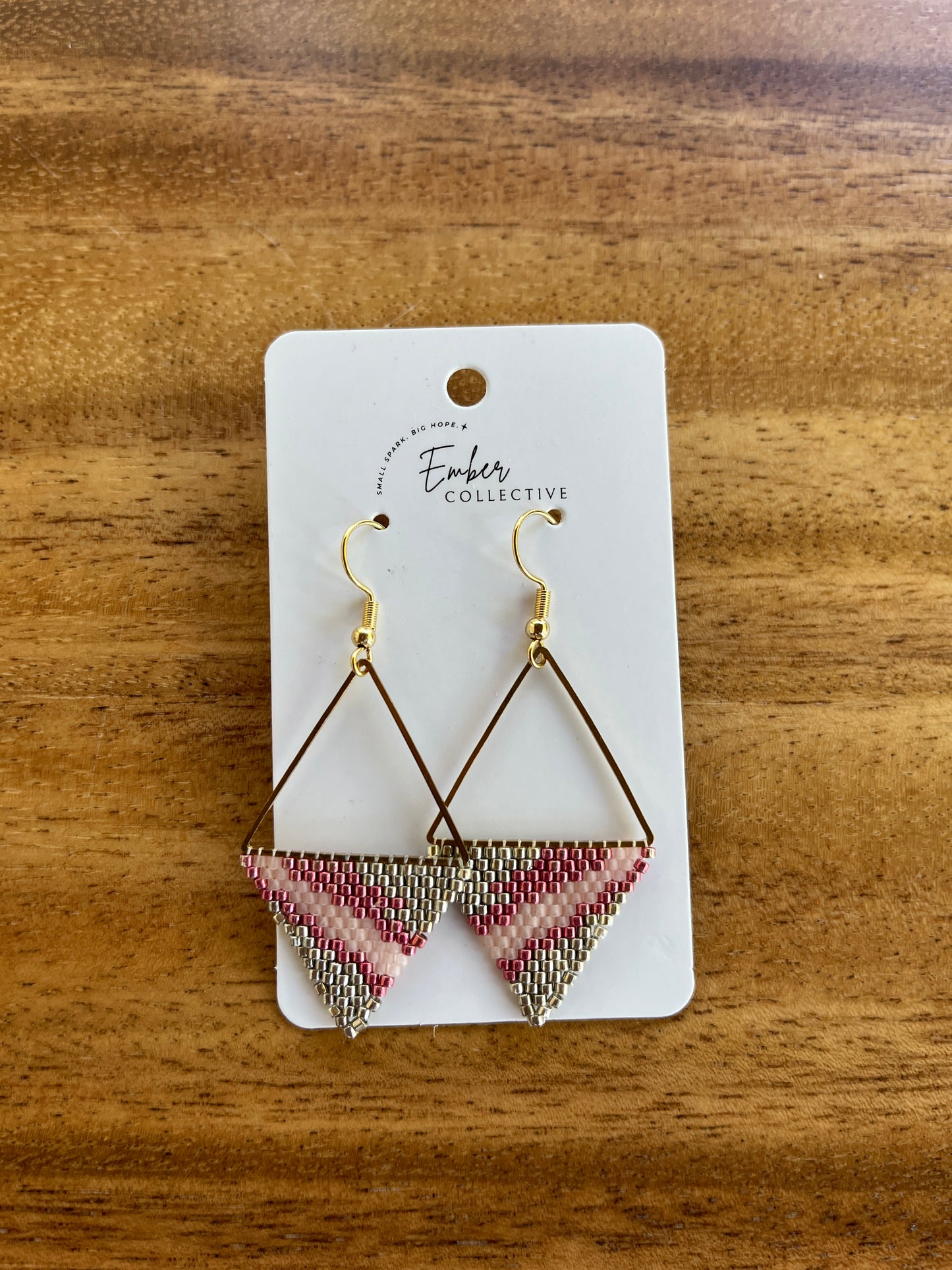 Hand-Beaded Triangle Earrings