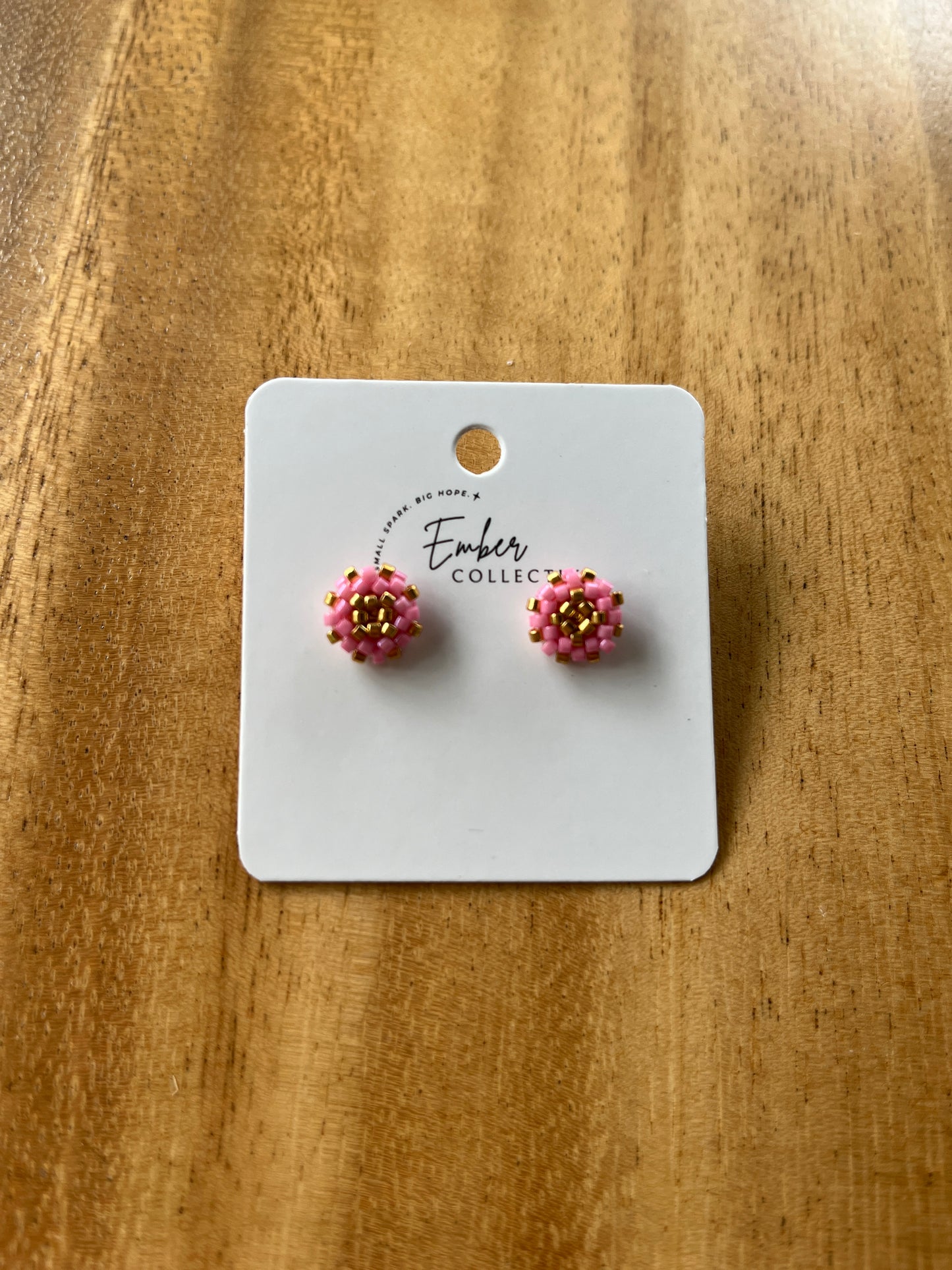 Hand-Beaded Stud Earrings