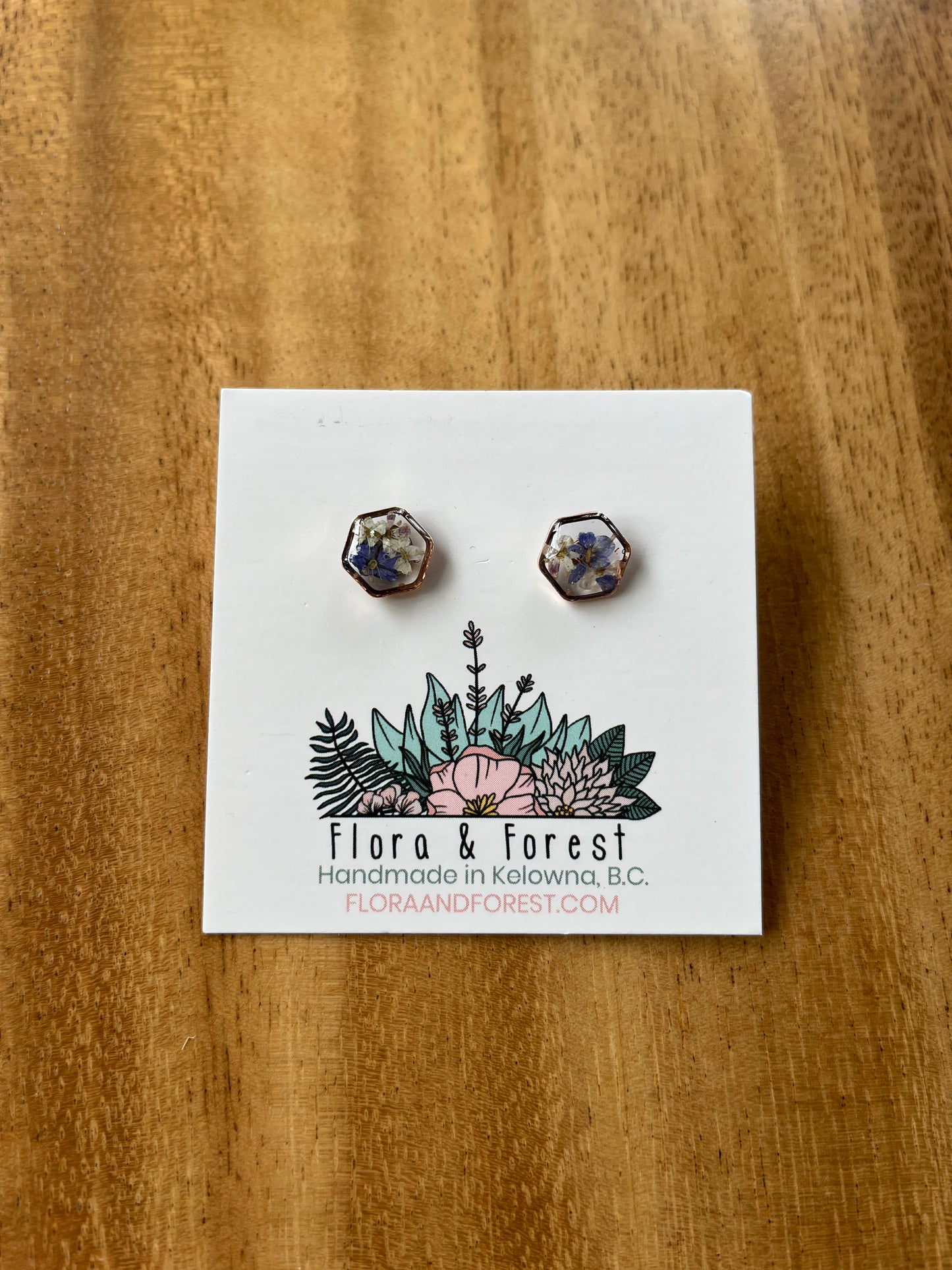 Clous d'oreilles hexagonaux | Silver Nature