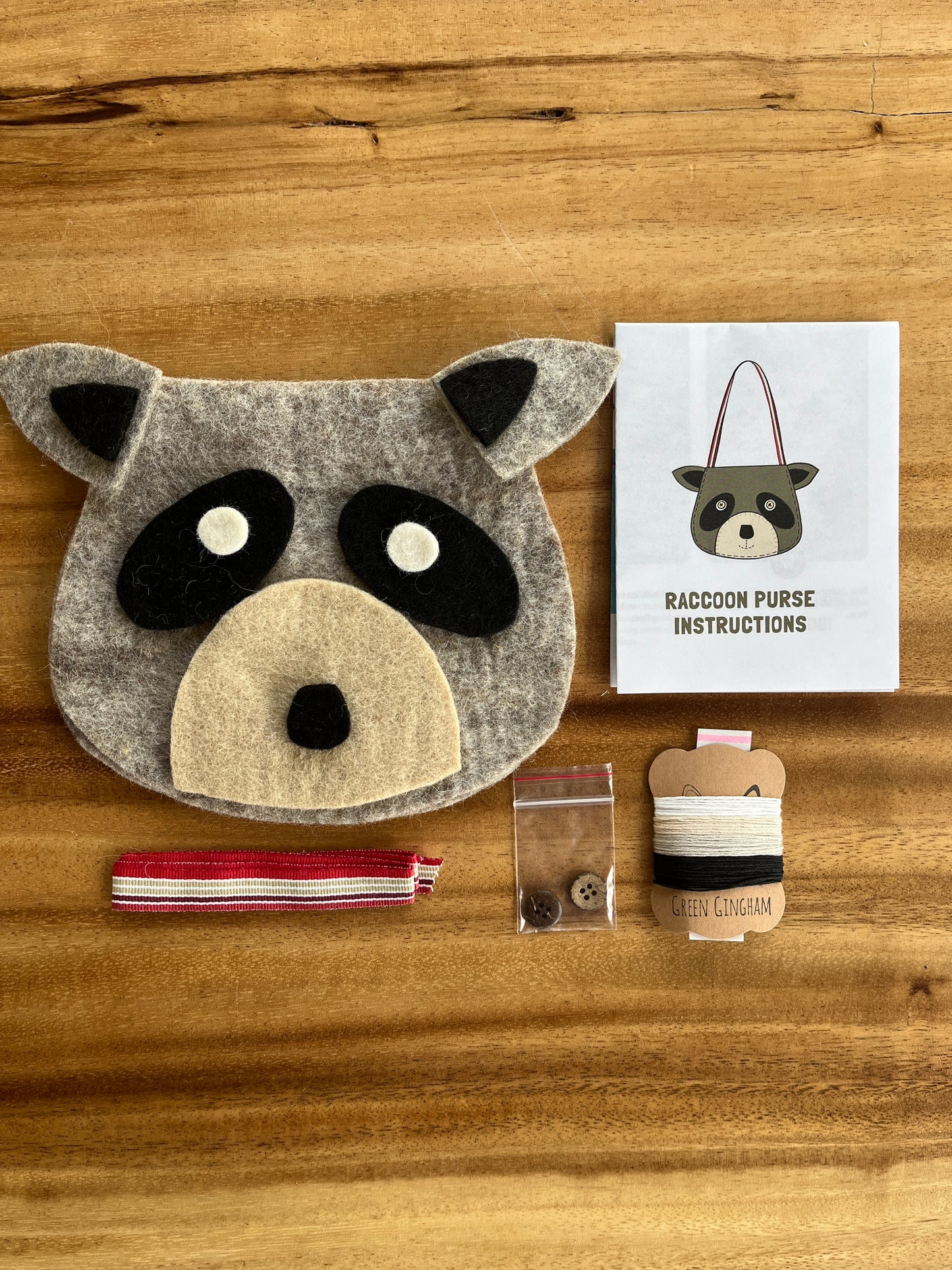 Raccoon Felt Crossbody Purse Craft Kit – DIY Animal Bag for Kids