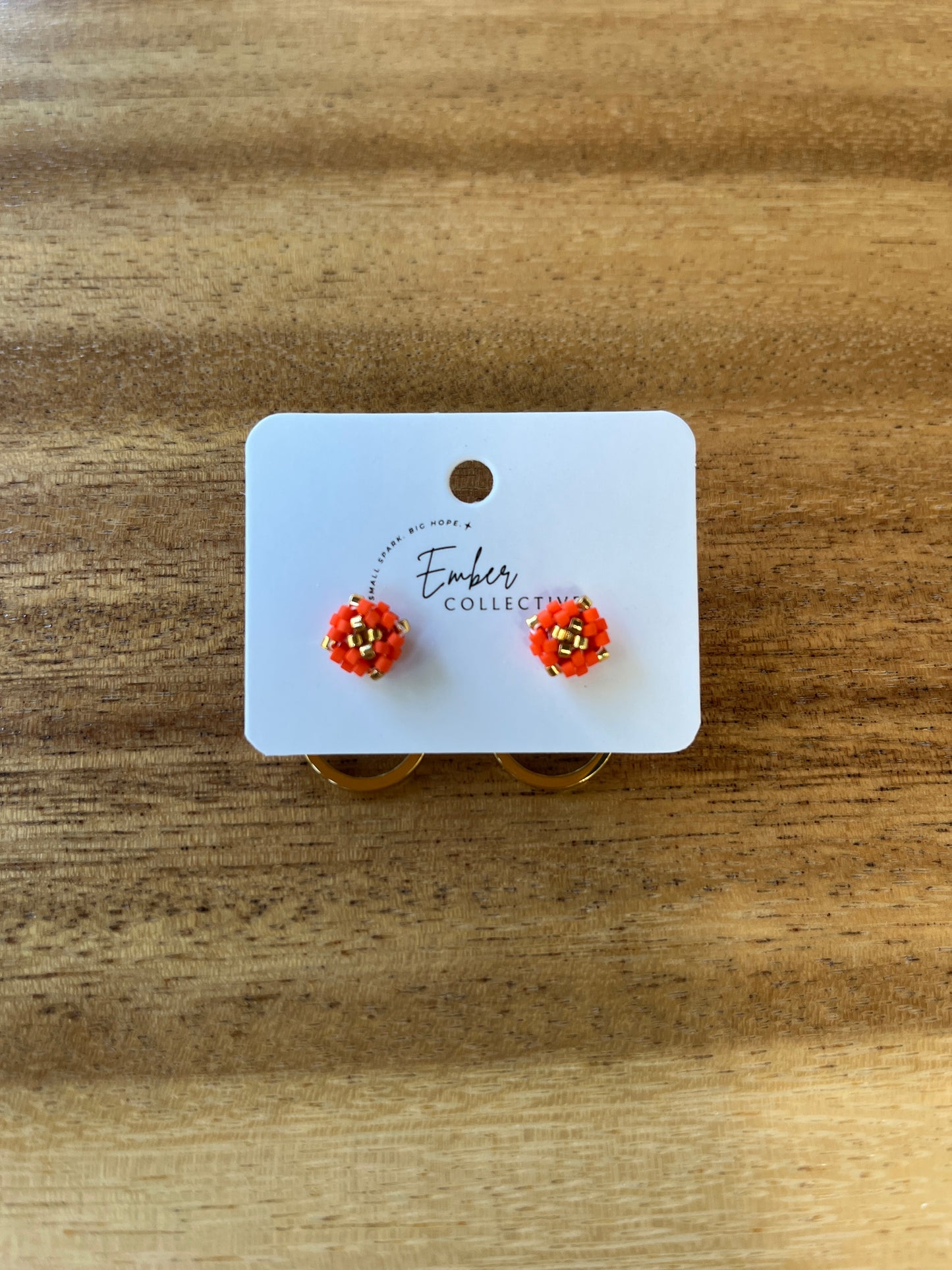 Hand-Beaded Stud Earrings with Hoop Backs