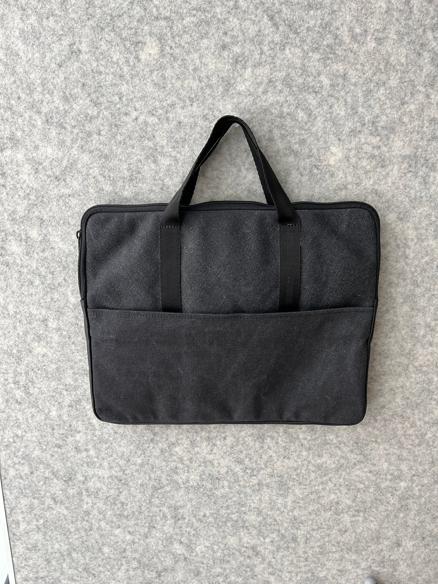 Canvas Briefcase with Leather Accents | Charcoal with Black