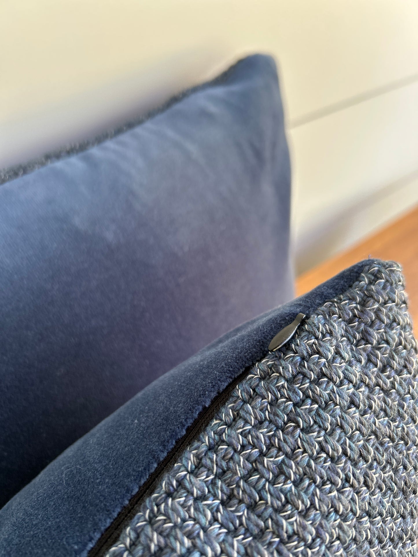 Pair of Lumbar Pillows | Navy Knit Weave