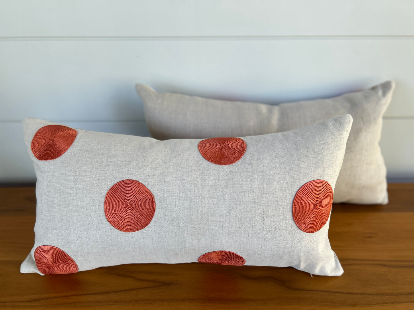 Pair of Lumbar Pillows | Persimmon Dots