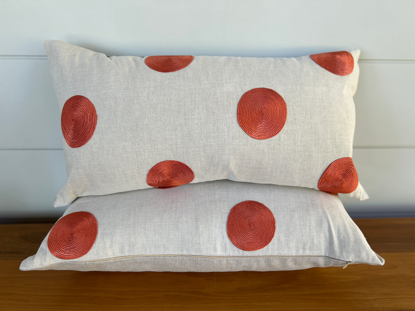 Pair of Lumbar Pillows | Persimmon Dots