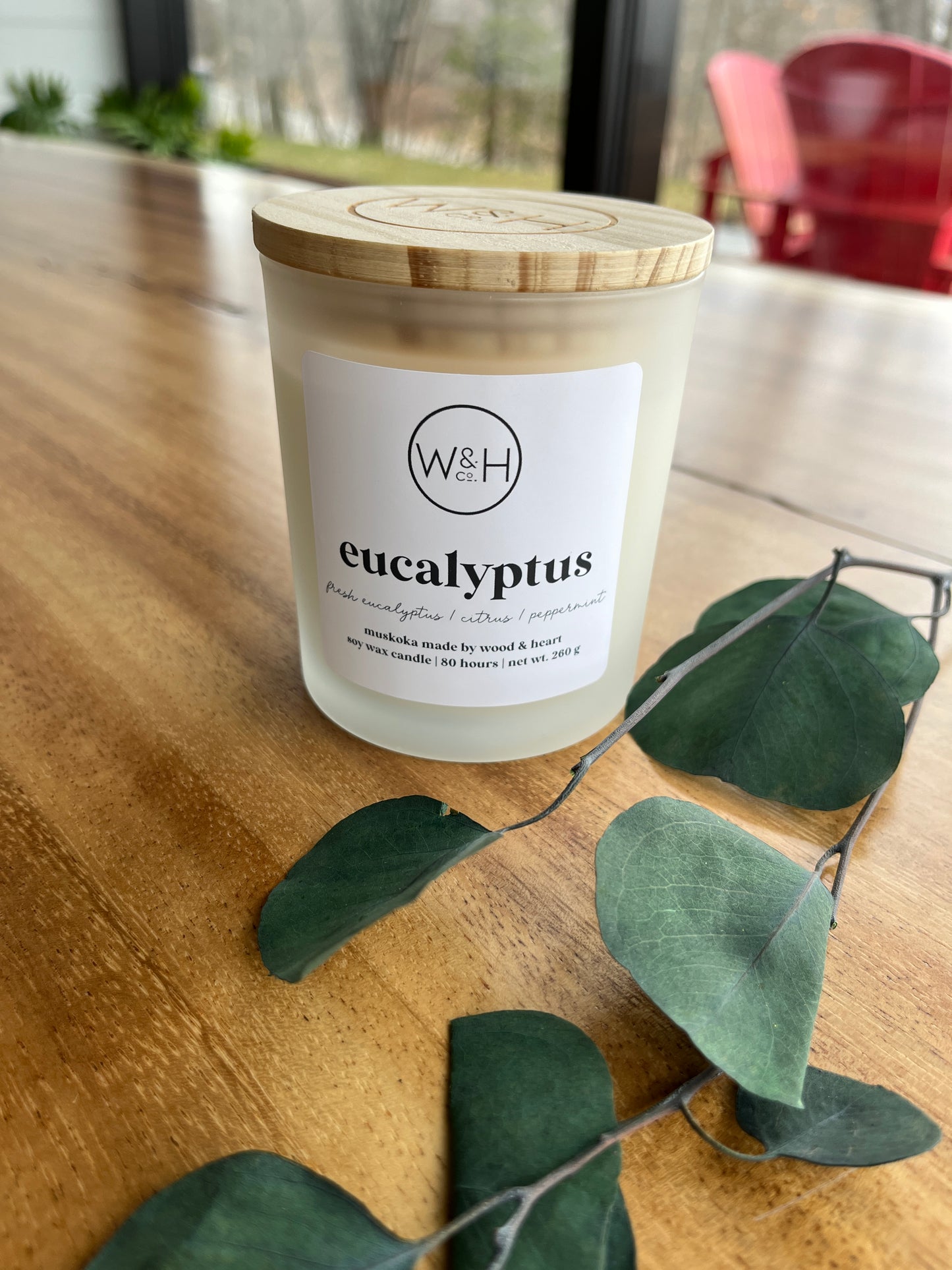 Bougie à l'eucalyptus frais | Wood and Heart Design Co.