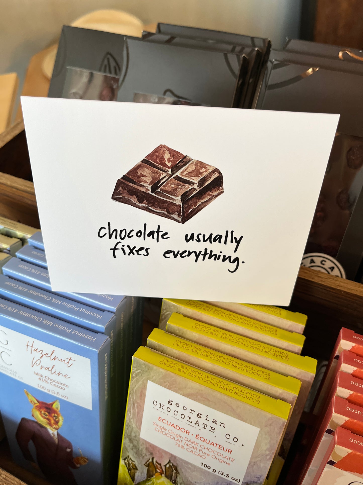Le chocolat répare généralement tout | Carte de vœux
