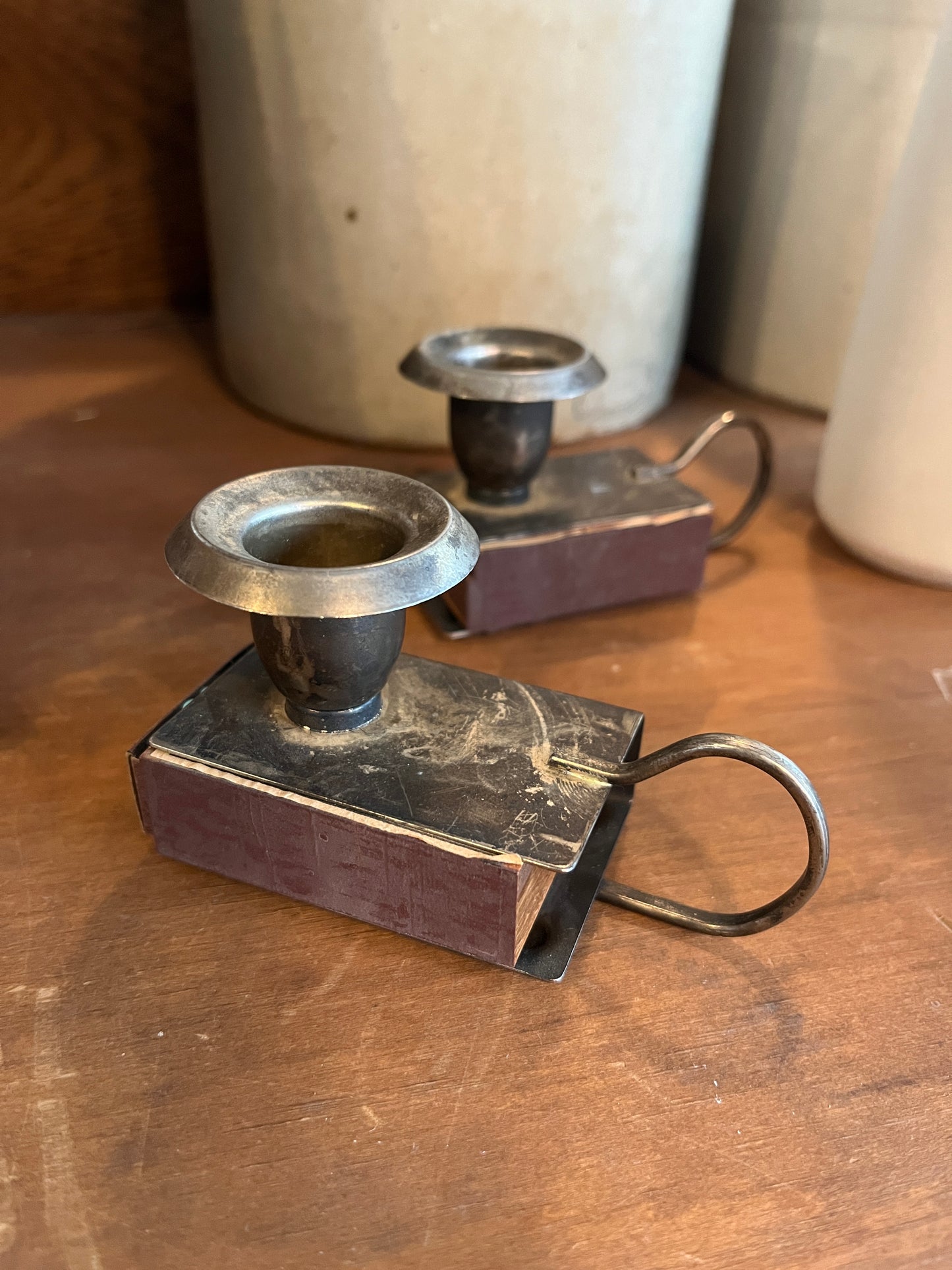 Bougeoir vintage en forme de boîte d'allumettes