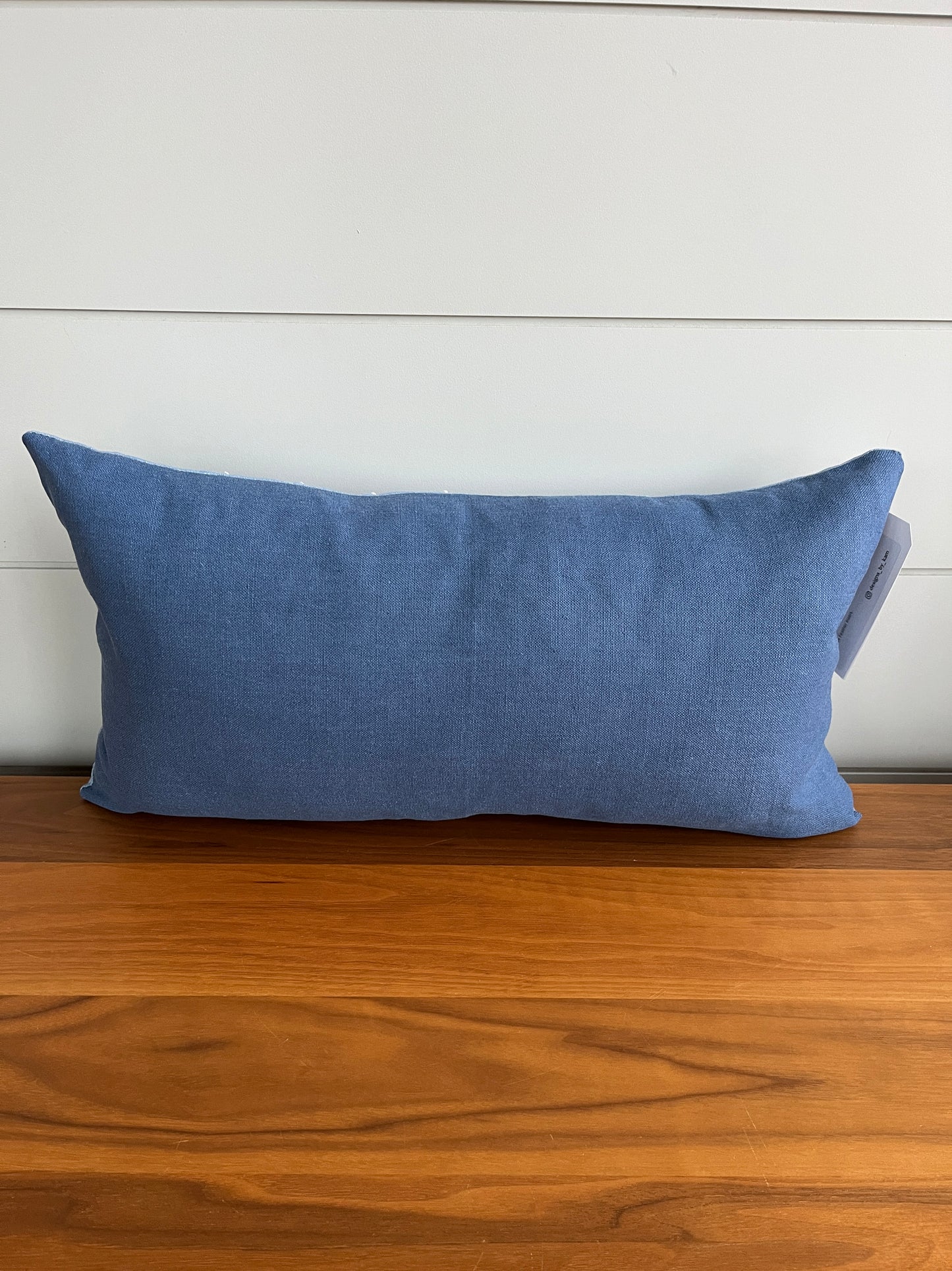 Lumbar Pillow | Blue Linen French Knot