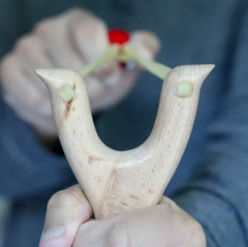 Wooden Slingshot with Felt Balls