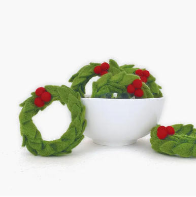Handmade Felt Ornament | Wreath with Berries