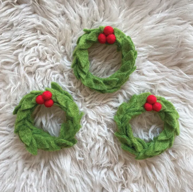 Handmade Felt Ornament | Wreath with Berries