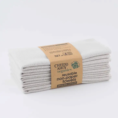 Organic Brushed Cotton Non-Paper Towels | Oatmeal | Set of 6
