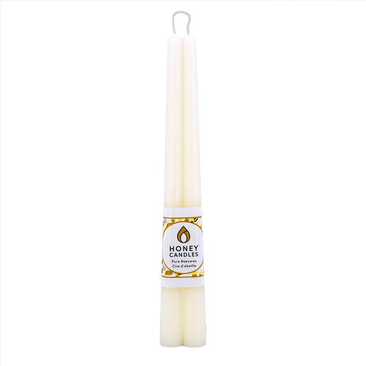 Pair of 12" Beeswax Taper Candles | Pearl