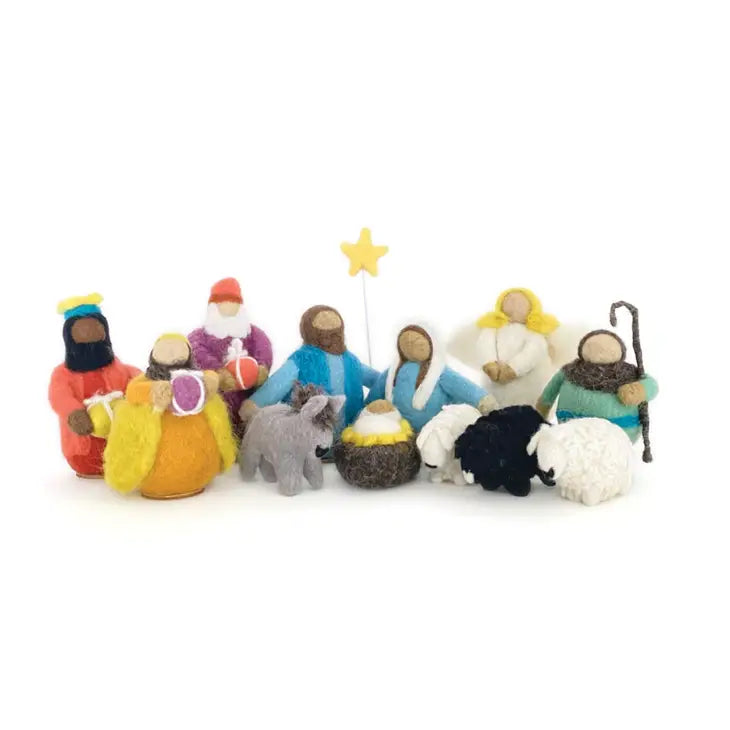 Classic Nativity Display | 12-piece hand-felted wool set