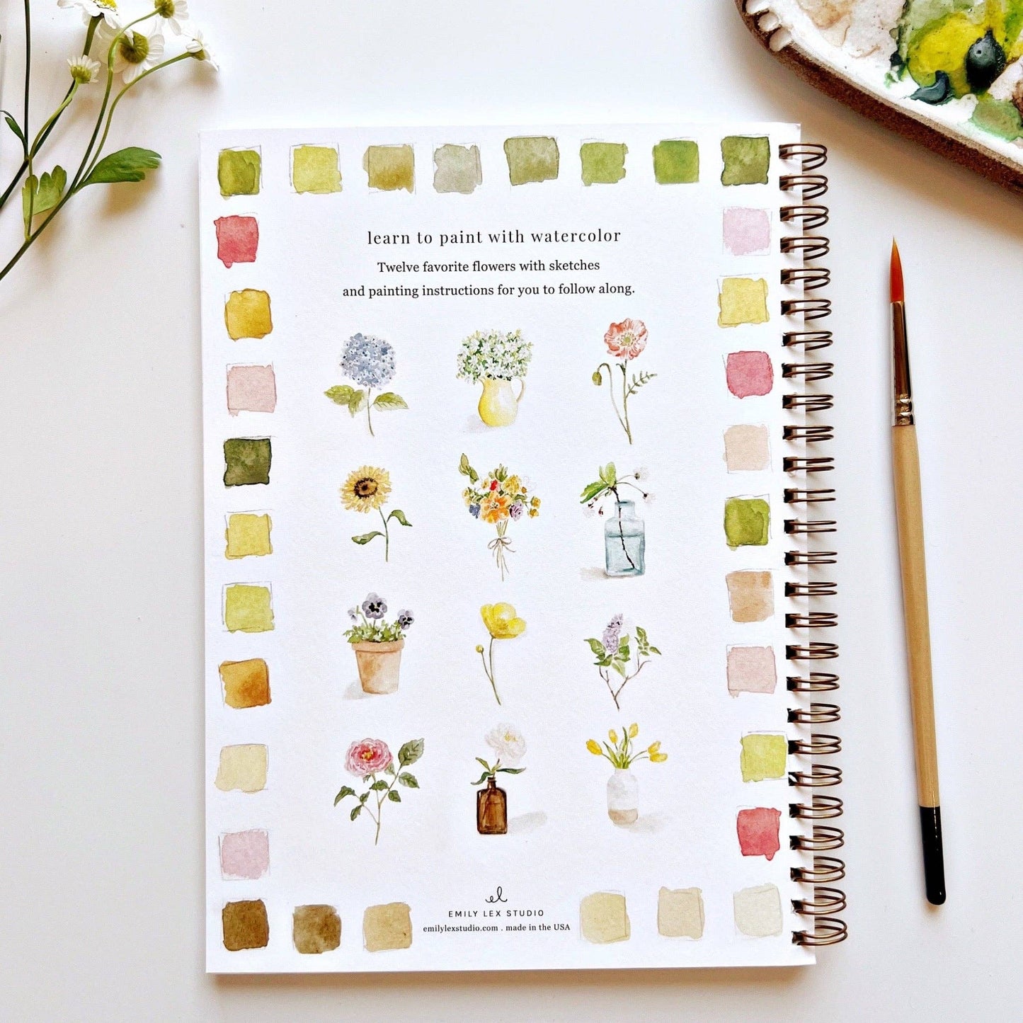Flowers Watercolour Paint Workbook by Emily Lex